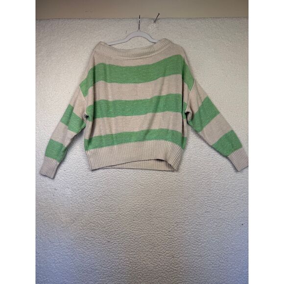 Free People‎ Womens Cassidy Striped Drawstring Sweater Green Size XSmall - Picture 2 of 6